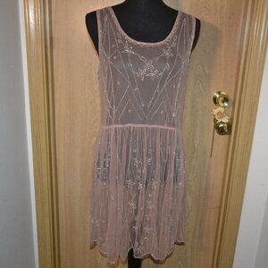 Free people Romantic Ethereal Boho Festival Sheer Beaded Mini Dress
